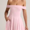 Jaida Modal off-shoulder A-lijn minijurk in babyroze