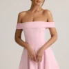 Jaida Modal off-shoulder A-lijn minijurk in babyroze