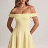 Jaida Modal off-shoulder A-lijn minijurk in Lemon Sherbet