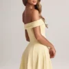 Jaida Modal off-shoulder A-lijn minijurk in Lemon Sherbet