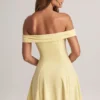 Jaida Modal off-shoulder A-lijn minijurk in Lemon Sherbet