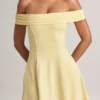 Jaida Modal off-shoulder A-lijn minijurk in Lemon Sherbet