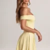 Jaida Modal off-shoulder A-lijn minijurk in Lemon Sherbet