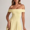 Jaida Modal off-shoulder A-lijn minijurk in Lemon Sherbet