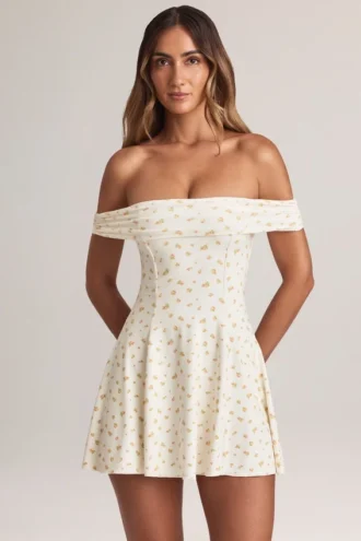 Jaida Modal off-shoulder A-lijn minijurk met bloemenprint