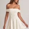 Jaida Modal off-shoulder A-lijn minijurk met bloemenprint