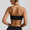 Jerika Slinky Jersey Halternek-bralette met metalen details in zwart