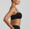 Jerika Slinky Jersey Halternek-bralette met metalen details in zwart