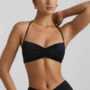Jerika Slinky Jersey Halternek-bralette met metalen details in zwart