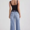 Jeylan laag uitgesneden jeans met wijde pijpen in vintage wassing