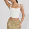 Jianna versierd minirok met lage taille in goud