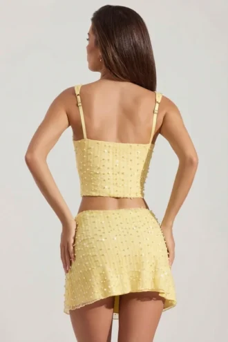 Jianna versierde minirok met lage taille in geel