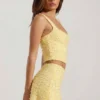 Jianna versierde minirok met lage taille in geel