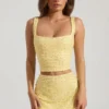 Jianna versierde minirok met lage taille in geel
