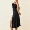 Joely Slinky Jersey strapless A-lijn midaxi-jurk in zwart
