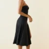 Joely Slinky Jersey strapless A-lijn midaxi-jurk in zwart