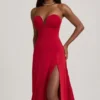 Joely Slinky Jersey strapless A-lijn midi-jurk in True Red