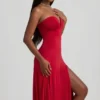 Joely Slinky Jersey strapless A-lijn midi-jurk in True Red