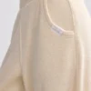 Joggingbroek met wijde pijpen van badstof in crème
