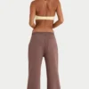 Joggingbroek met wijde pijpen van geborsteld jersey in de kleur Cocoa