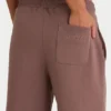 Joggingbroek met wijde pijpen van geborsteld jersey in de kleur Cocoa