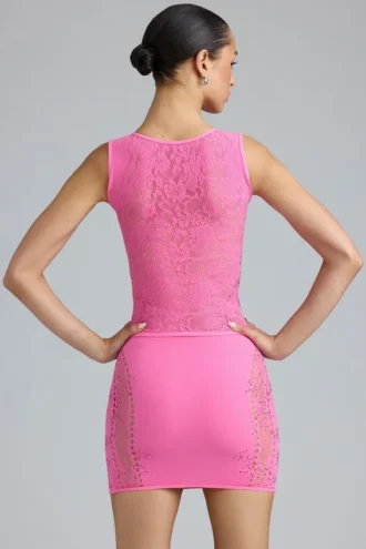 Joni versierd minirok met middelhoge taille in bubblegumroze