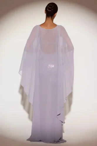 Jovelle doorschijnende chiffon gedrapeerde cape in lila