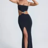 Julitta Maxi-jurk met uitsnijdingen en details in zwart