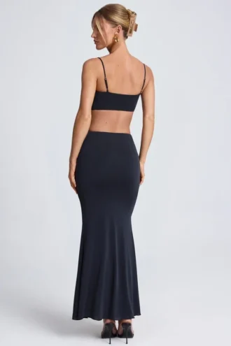 Julitta Maxi-jurk met uitsnijdingen en details in zwart