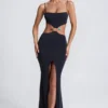 Julitta Maxi-jurk met uitsnijdingen en details in zwart
