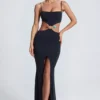 Julitta Maxi-jurk met uitsnijdingen en details in zwart