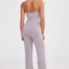 Jumpsuit met dik gebreide bandeau en uitlopende pijpen in Dusty Lavender