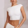 Juno crop top met kapmouwtjes en open rug in wit