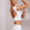 Juno crop top met kapmouwtjes en open rug in wit