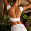Juno crop top met kapmouwtjes en open rug in wit