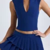 Kadie crop top met open voorkant in True Navy