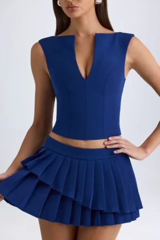 Kadie crop top met open voorkant in True Navy