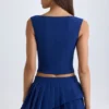 Kadie crop top met open voorkant in True Navy