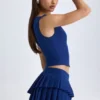 Kadie crop top met open voorkant in True Navy