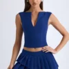 Kadie crop top met open voorkant in True Navy