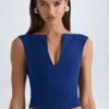 Kadie crop top met open voorkant in True Navy