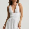 Kaelis Plunge minijurk met gekruiste rug in wit