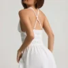 Kaelis Plunge minijurk met gekruiste rug in wit