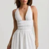 Kaelis Plunge minijurk met gekruiste rug in wit