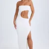 Kaikoa Cut-Out Bandeau Maxijurk in wit