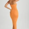 Kali Modal bandeau bodycon maxijurk in zonsondergangoranje