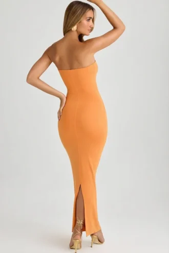 Kali Modal bandeau bodycon maxijurk in zonsondergangoranje