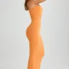Kali Modal bandeau bodycon maxijurk in zonsondergangoranje