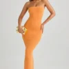 Kali Modal bandeau bodycon maxijurk in zonsondergangoranje