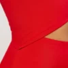 Kalina Jersey asymmetrische maxi-jurk met uitsnijding  in scharlakenrood